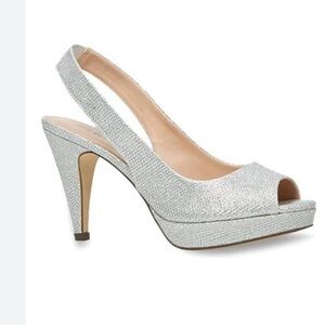 Call It Spring Glitter Silver Slingback Pumps Heels